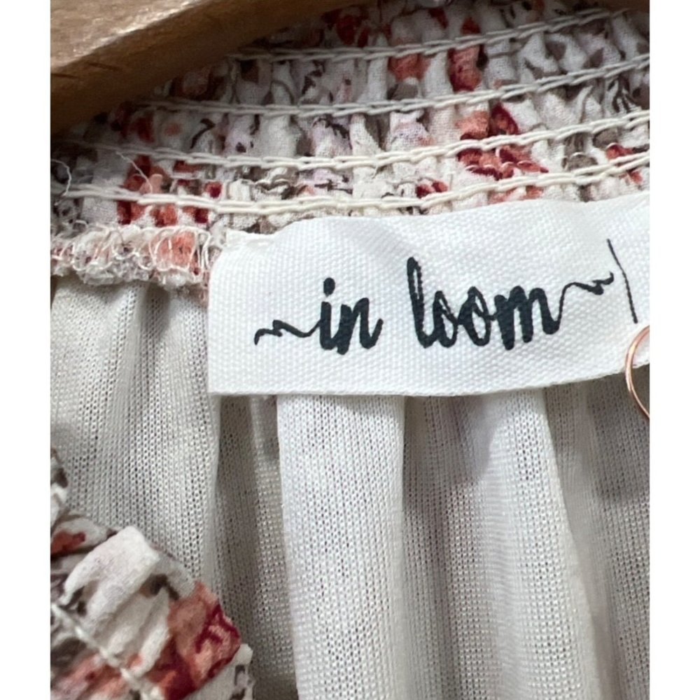 In Loom Floral Smocked Ruffled Dutton Tiered Midi Dress Womens M Boho Hippie NEW - Picture 4 of 7